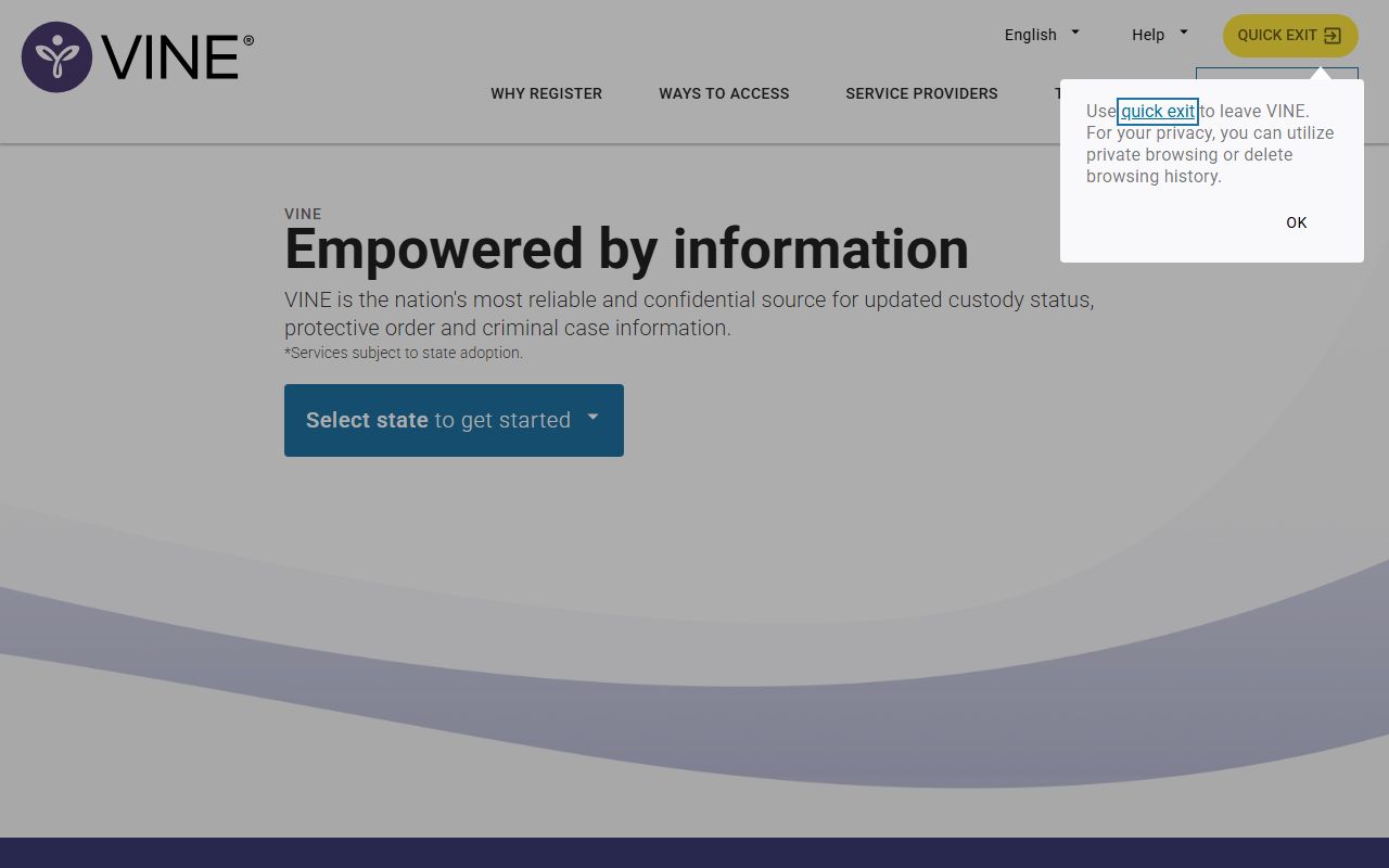 VINELink custody notification search site